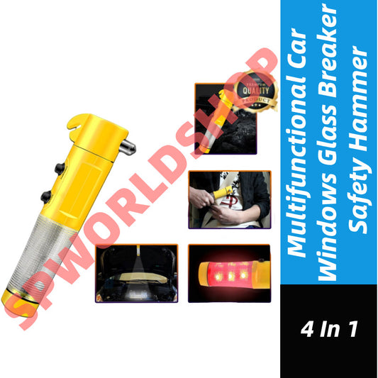 (READYSTOCK) Multifunctional Car Windows Glass Breaker Safety Hammer Flash Light Warning Light Belt Cutter Safety 汽车玻璃锤灯
