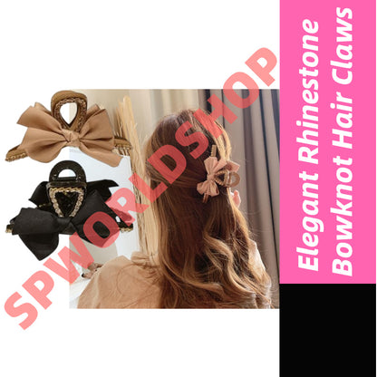 Elegant Rhinestone Fairy Bow Hair Clips Hair Claws Temperament Shark Clip Clamp Hairpin CSW1020