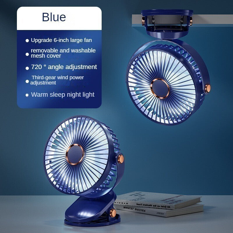 6-INCH CLIP FAN | 6寸夹式+桌面风扇：USB 充电、三档调速 | 办公室/婴儿车/宿舍专用 Portable USB Rechargeable Fan | 2-in-1 Clip & Desk Fan for Home/Office