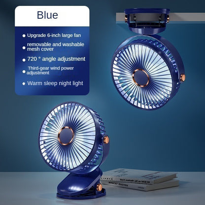 【READY STOCK】6-Inch Clip Fan & Mini Desktop Fan | USB Rechargeable Portable Personal Fan for Home/Office 夹式风扇 & 桌面小风扇