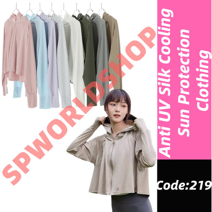 [READY STOCK] Anti-UV Ice Silk Sun Protection Shirt | Cooling Sunblock Hoodie | Long Sleeve Lightweight Jacket 防晒冰丝外套