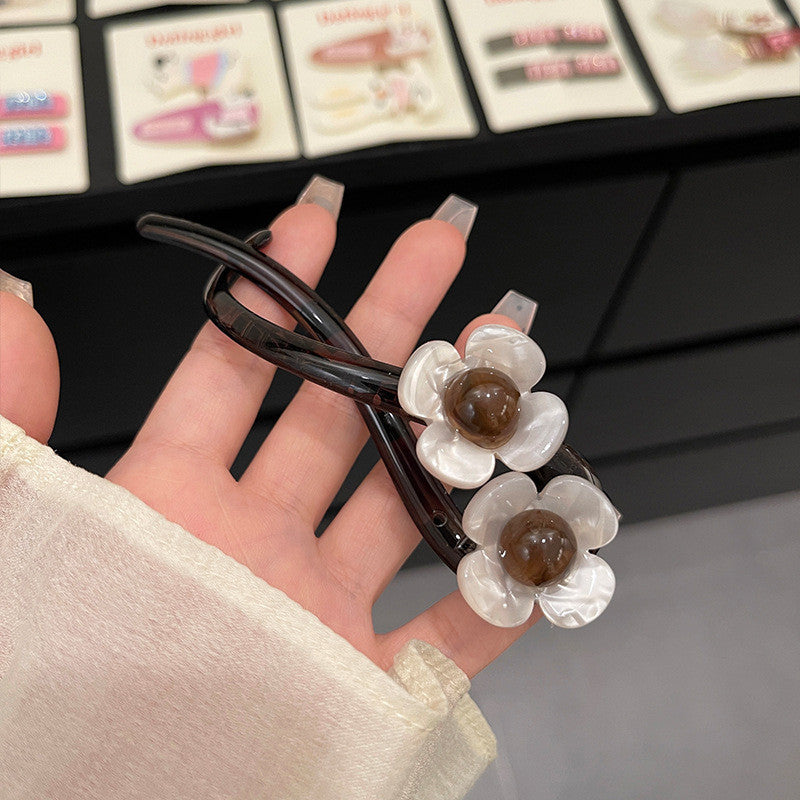 Vintage Flower Twist Clamp Handmade Flower Hair Barrettes Fashion Strong Hold Hairpin For Ponytail-NN01