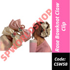 Pink Flower Hair Clip Bowknot Hairpin Ponytail Holder Cute Hairpin Hair Accessories-CSW58