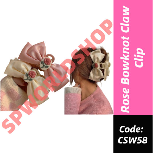 Pink Flower Hair Clip Bowknot Hairpin Ponytail Holder Cute Hairpin Hair Accessories-CSW58