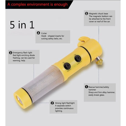 (READYSTOCK) Multifunctional Car Windows Glass Breaker Safety Hammer Flash Light Warning Light Belt Cutter Safety 汽车玻璃锤灯