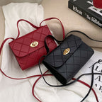 New Ladies Classic Diamond Small Square Bag Korean Version Solid Color Handbag Portable Mini Diagonal Bag-B1060