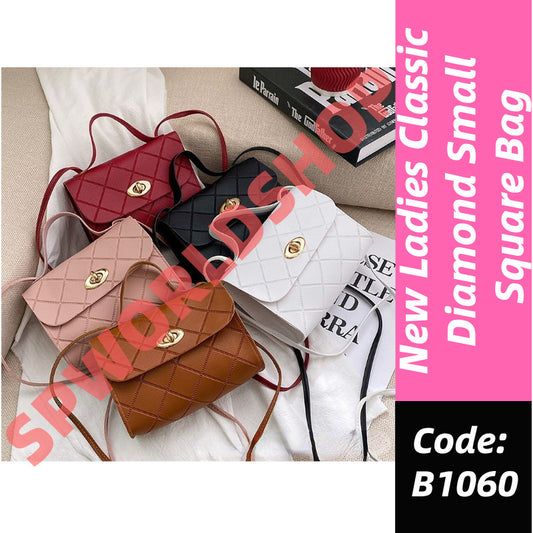 New Ladies Classic Diamond Small Square Bag Korean Version Solid Color Handbag Portable Mini Diagonal Bag-B1060