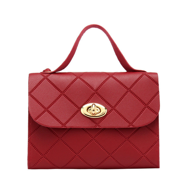 New Ladies Classic Diamond Small Square Bag Korean Version Solid Color Handbag Portable Mini Diagonal Bag-B1060