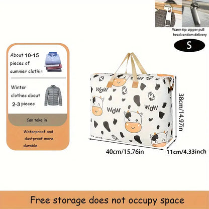 (READYSTOCK) Large Capacity Non Woven  Clothes Storage Bag Handle Wear Resistant Exquisite Pattern Waterproof 衣物收纳袋