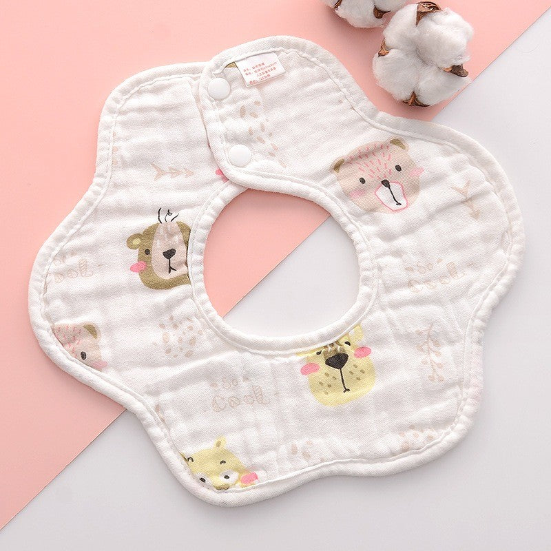 READY STOCK!!! Baby Kids Towel Baby Cotton Toddler 8 Layer Saliva Towel Ins Fesyen Baby Bib With Button Bibik WW0848i