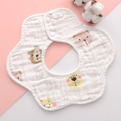 READY STOCK!!! Baby Kids Towel Baby Cotton Toddler 8 Layer Saliva Towel Ins Fesyen Baby Bib With Button Bibik WW0848i