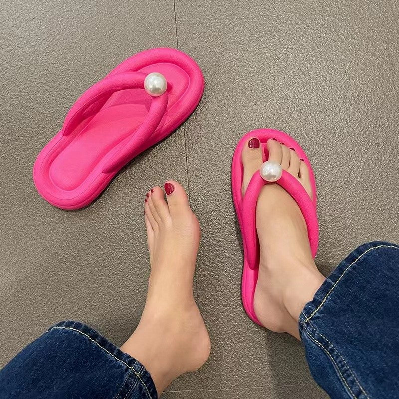 READY STOCK!!!Sandal Women's with Pearl Kasut Shoe Soft Flat Slipper Lady Woman Wanita Girl Lawa Casual  8031 Pearl
