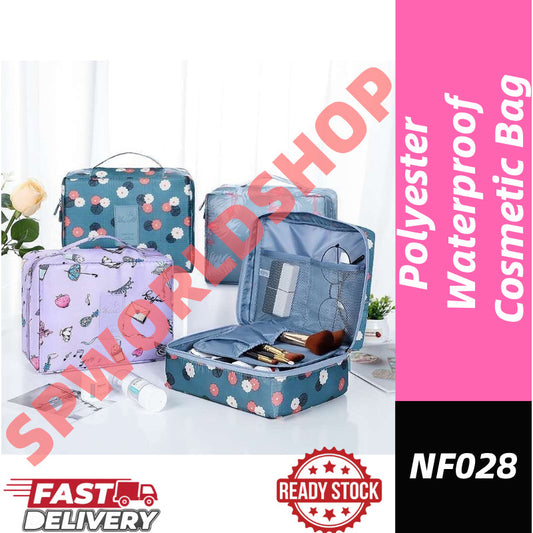 READY STOCK Polyester Cosmetic Bag Make Up bag kits Storage Travel Wash pouch Travel Cosmetic Make Up bag NF028 防水化妆品收纳包
