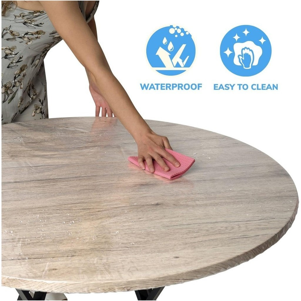 READY STOCK!!! 1PCS Disposable Table Cover Elastic Mouth Plastic Film Table Cover  Waterproof Oilproof Table 一次性桌布