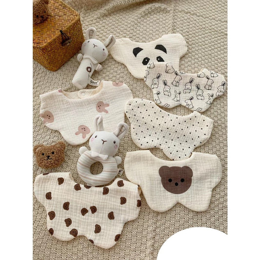 READY STOCK!!! Baby Kids Towel Baby Cotton Toddler 8 Layer Saliva Towel Ins Fesyen Baby Bib With Button Bibik WW0848i
