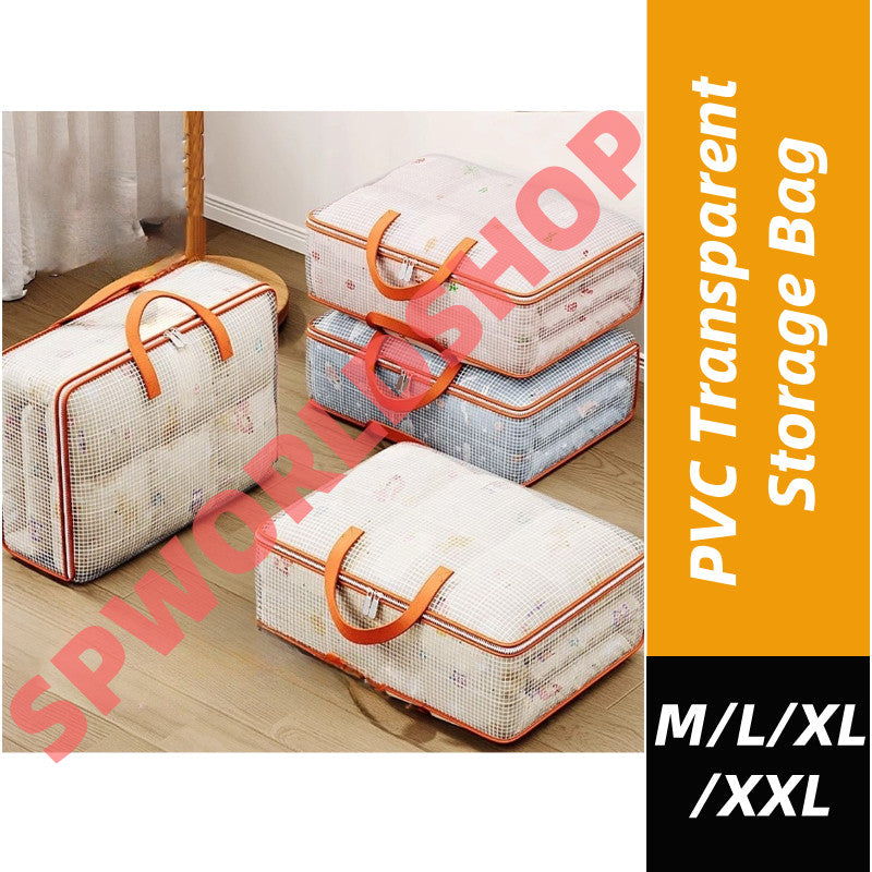 (READYSTOCK) PVC Transparent Storage Bag Waterproof Beg  Quilt Storage Bag Moving Packing Bag Blanket Storage PVC透明收纳袋