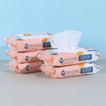 【80-Keping】 Baby Wet Tisu Wipes Tisu Basah Bayi【Non Alcohol】80pcs Per Pack Wet Tissue Tisu Basah 【PH-5.5】#卸妆 #婴儿湿纸巾 #湿纸巾