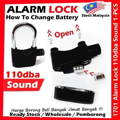 Alarm Lock Security Lock Anti-Theft Siren Alarm Padlock Door / Motorcycle / Bike Bicycle / Car Kunci Berbunyi #防盗警报锁1701
