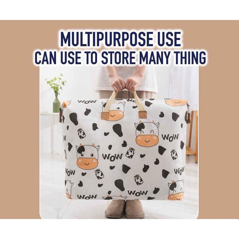 (READYSTOCK) Large Capacity Non Woven  Clothes Storage Bag Handle Wear Resistant Exquisite Pattern Waterproof 衣物收纳袋