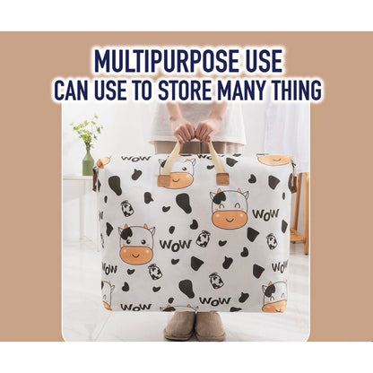 (READYSTOCK) Large Capacity Non Woven  Clothes Storage Bag Handle Wear Resistant Exquisite Pattern Waterproof 衣物收纳袋