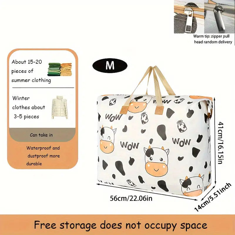 (READYSTOCK) Large Capacity Non Woven  Clothes Storage Bag Handle Wear Resistant Exquisite Pattern Waterproof 衣物收纳袋