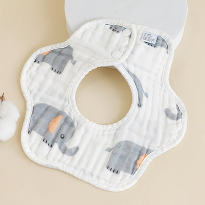 READY STOCK!!! Baby Kids Towel Baby Cotton Toddler 8 Layer Saliva Towel Ins Fesyen Baby Bib With Button Bibik WW0848i