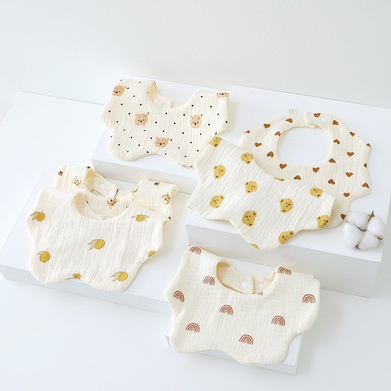 READY STOCK!!! Baby Kids Towel Baby Cotton Toddler 8 Layer Saliva Towel Ins Fesyen Baby Bib With Button Bibik WW0848i