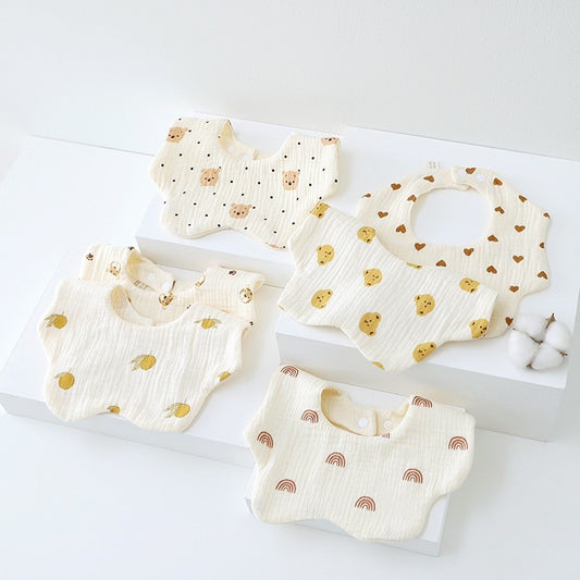 READY STOCK!!! Baby Kids Towel Baby Cotton Toddler 8 Layer Saliva Towel Ins Fesyen Baby Bib With Button Bibik WW0848i
