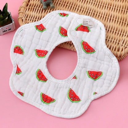 READY STOCK!!! Baby Kids Towel Baby Cotton Toddler 8 Layer Saliva Towel Ins Fesyen Baby Bib With Button Bibik WW0848i