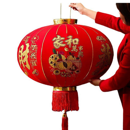 【买一送一】 2025新款过年大红植绒灯笼一对春节大门口阳台装挂饰中国风吊宫灯