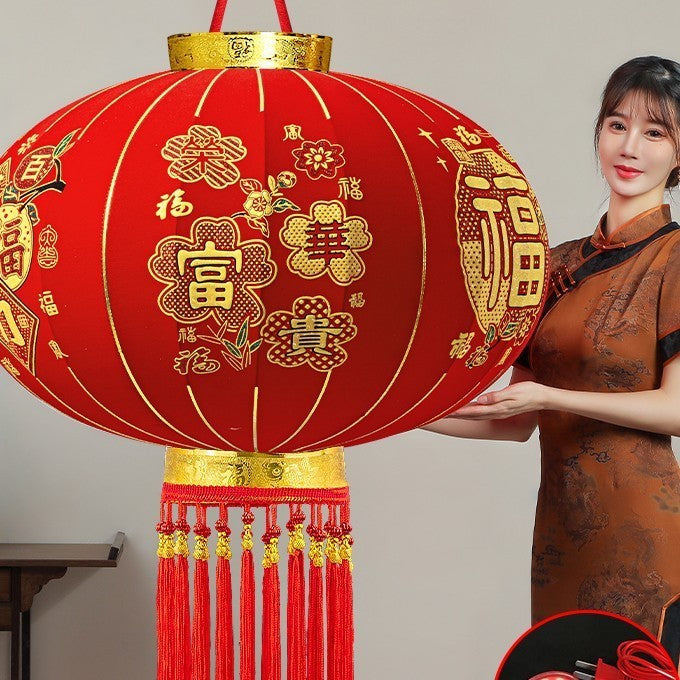【买一送一】2025新款荣华富贵大红灯笼户外阳台别墅大门口一对过新年春节装饰