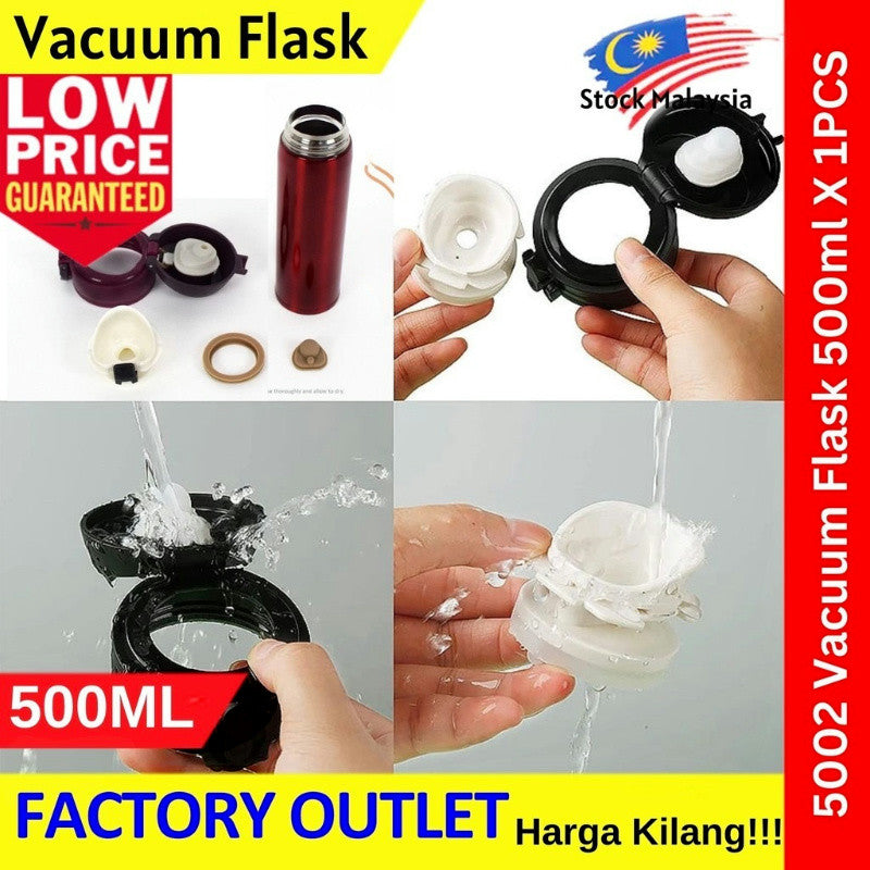 Stainless Steel Thermal Vacuum Flask Water Container Insulated Cup【500ml】 304 Stainless Steel Thermos Flask -5002