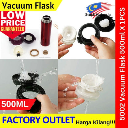 Stainless Steel Thermal Vacuum Flask Water Container Insulated Cup【500ml】 304 Stainless Steel Thermos Flask -5002