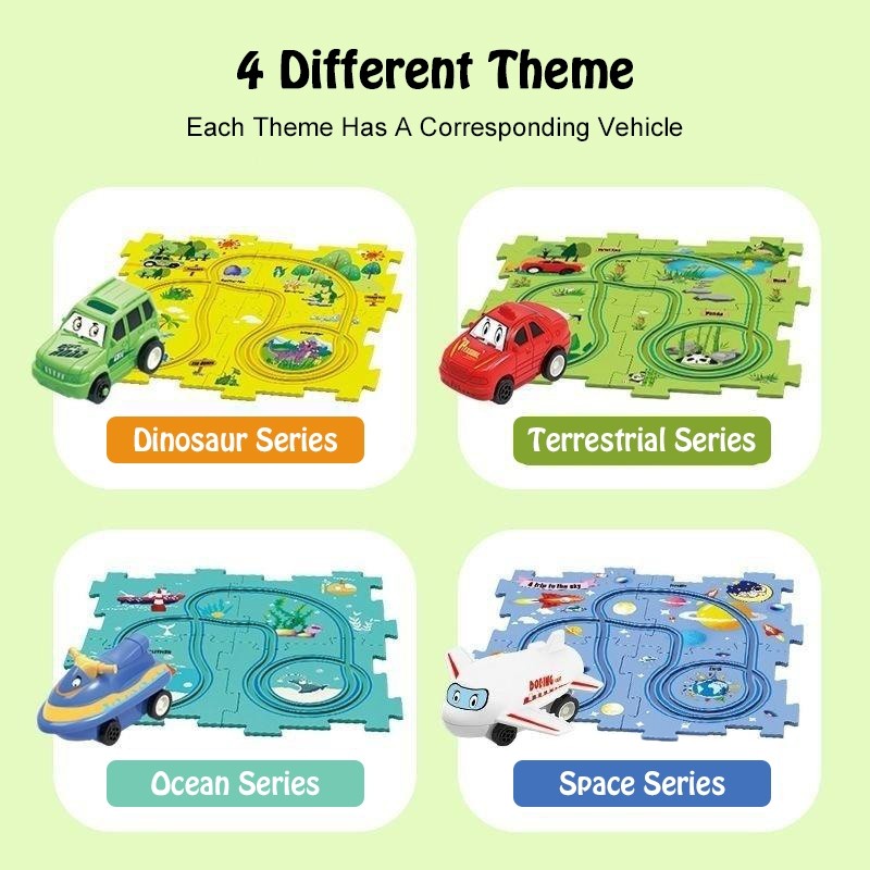 (READYSTOCK) Puzzle Track Car Playset Fun Race Car Toys Montessori Toys kids educational Track Car 汽车轨道玩具益智轨道车