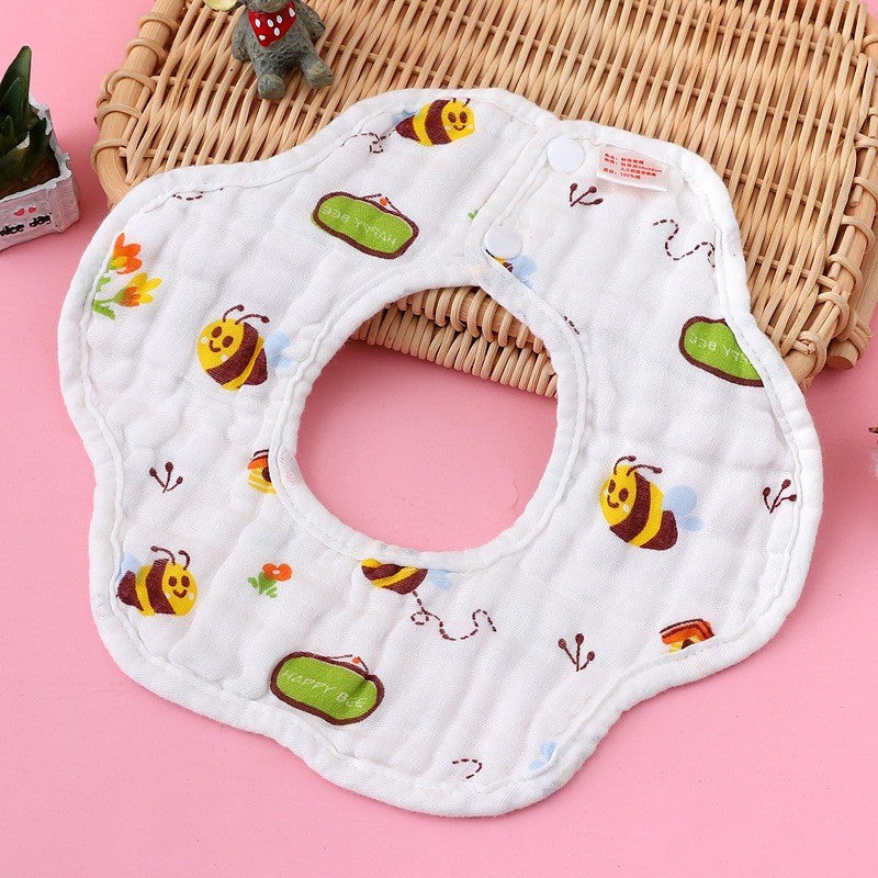 READY STOCK!!! Baby Kids Towel Baby Cotton Toddler 8 Layer Saliva Towel Ins Fesyen Baby Bib With Button Bibik WW0848i