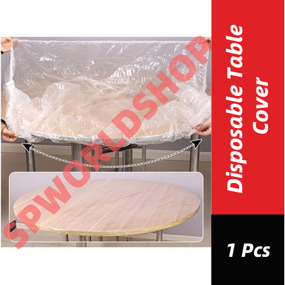 READY STOCK!!! 1PCS Disposable Table Cover Elastic Mouth Plastic Film Table Cover  Waterproof Oilproof Table 一次性桌布