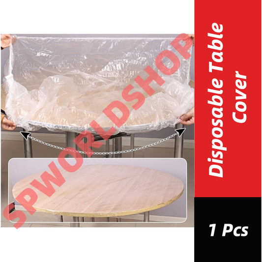 READY STOCK!!! 1PCS Disposable Table Cover Elastic Mouth Plastic Film Table Cover  Waterproof Oilproof Table 一次性桌布