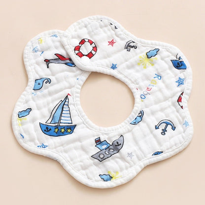 READY STOCK!!! Baby Kids Towel Baby Cotton Toddler 8 Layer Saliva Towel Ins Fesyen Baby Bib With Button Bibik WW0848i