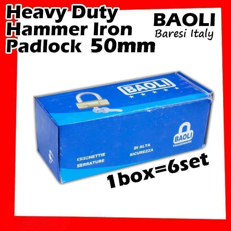 Baoli Lock Heavy Duty Hammer Iron Padlock Lock Baoli Baresi Italy Security Pad Lock Mangga Pintu VIRO 重型锤铁挂锁 排锁 锁头