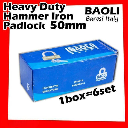 Baoli Lock Heavy Duty Hammer Iron Padlock Lock Baoli Baresi Italy Security Pad Lock Mangga Pintu VIRO 重型锤铁挂锁 排锁 锁头