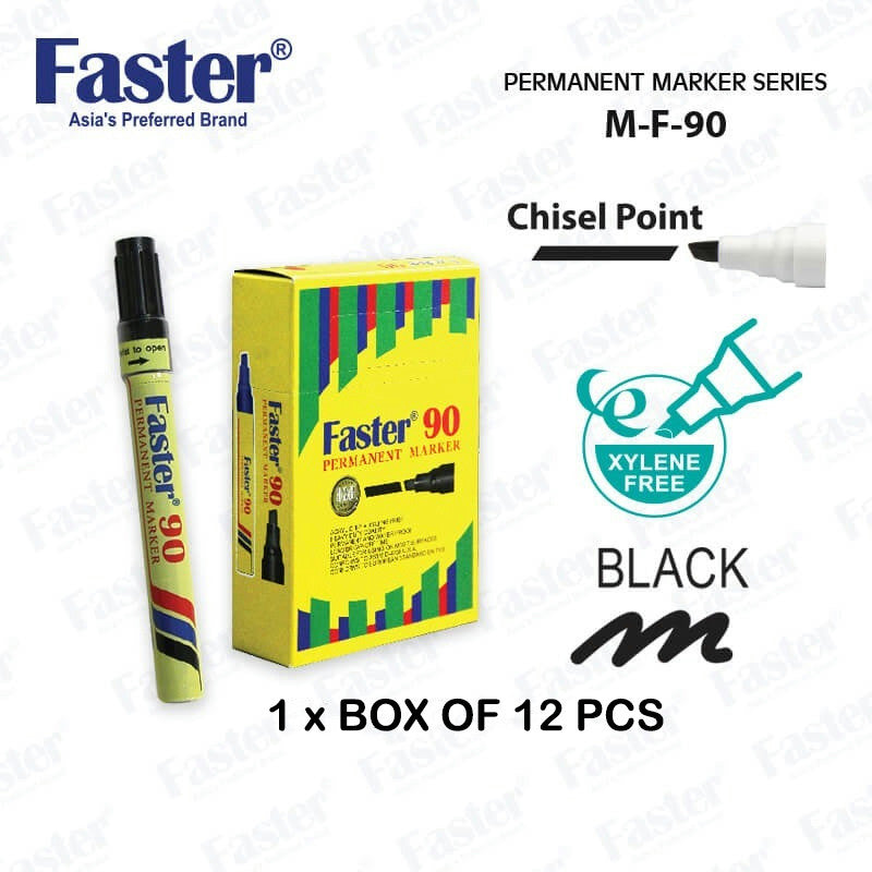 【12-PCS】Faster 90 Permanent Marker Pen Xylene Free #Faster #Permanent #Marker Pen #M-F-90 #Blue #Red #Black
