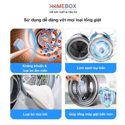 (READYSTOCK) 1 Box of 12 tablets - Washing Machine Drum Cleaning Tablets to Disinfect, Prevent Plaque and Mold 洗衣机清洁片