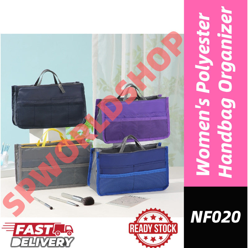 READY STOCK!!! Women's Polyester Handbag Organizer Insert Large Capacity Travel Makeup Storage Bag NF020 手提轻便大容量化妆包