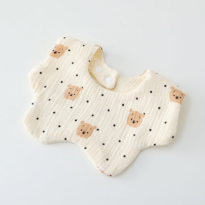 READY STOCK!!! Baby Kids Towel Baby Cotton Toddler 8 Layer Saliva Towel Ins Fesyen Baby Bib With Button Bibik WW0848i