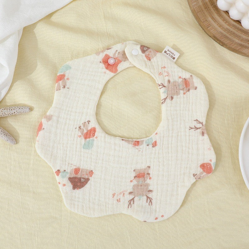 READY STOCK!!! Baby Kids Towel Baby Cotton Toddler 8 Layer Saliva Towel Ins Fesyen Baby Bib With Button Bibik WW0848i