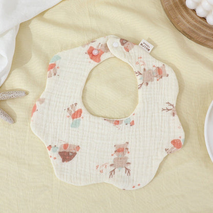 READY STOCK!!! Baby Kids Towel Baby Cotton Toddler 8 Layer Saliva Towel Ins Fesyen Baby Bib With Button Bibik WW0848i