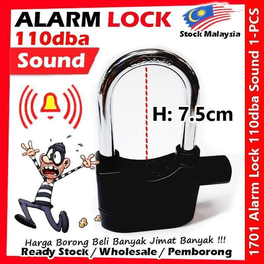 Alarm Lock Security Lock Anti-Theft Siren Alarm Padlock Door / Motorcycle / Bike Bicycle / Car Kunci Berbunyi #防盗警报锁1701