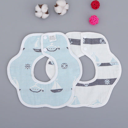 READY STOCK!!! Baby Kids Towel Baby Cotton Toddler 8 Layer Saliva Towel Ins Fesyen Baby Bib With Button Bibik WW0848i