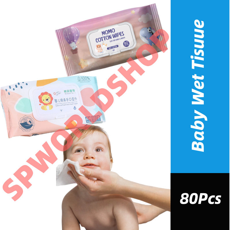 【80-Keping】 Baby Wet Tisu Wipes Tisu Basah Bayi【Non Alcohol】80pcs Per Pack Wet Tissue Tisu Basah 【PH-5.5】#卸妆 #婴儿湿纸巾 #湿纸巾