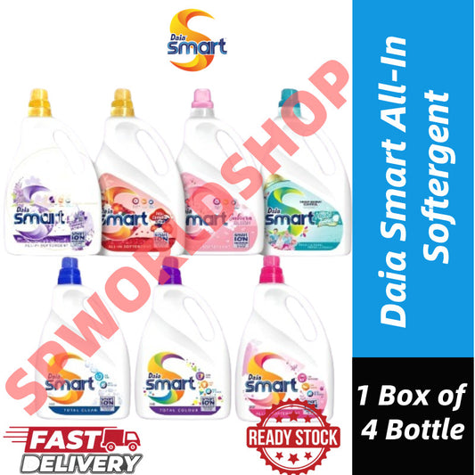 【READY STOCK】Daia Smart All-In Softergent Liquid Detergent 3.6kg 1 Box of 4 Bottle
